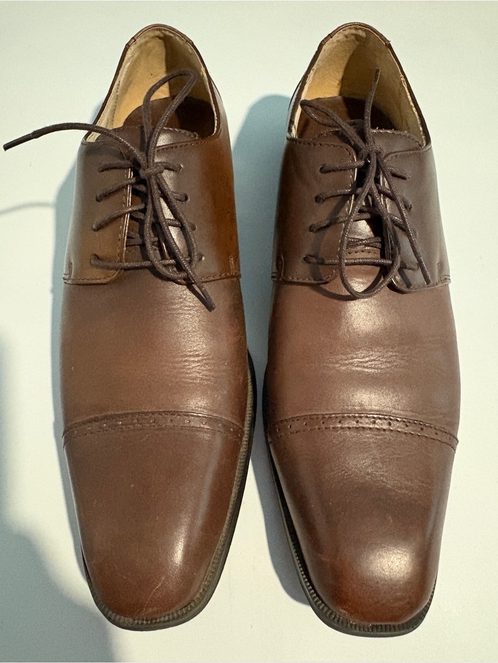 Joseph Abboud Brown Leather Cap-Toe Oxford Dress Shoes - Men size 11D